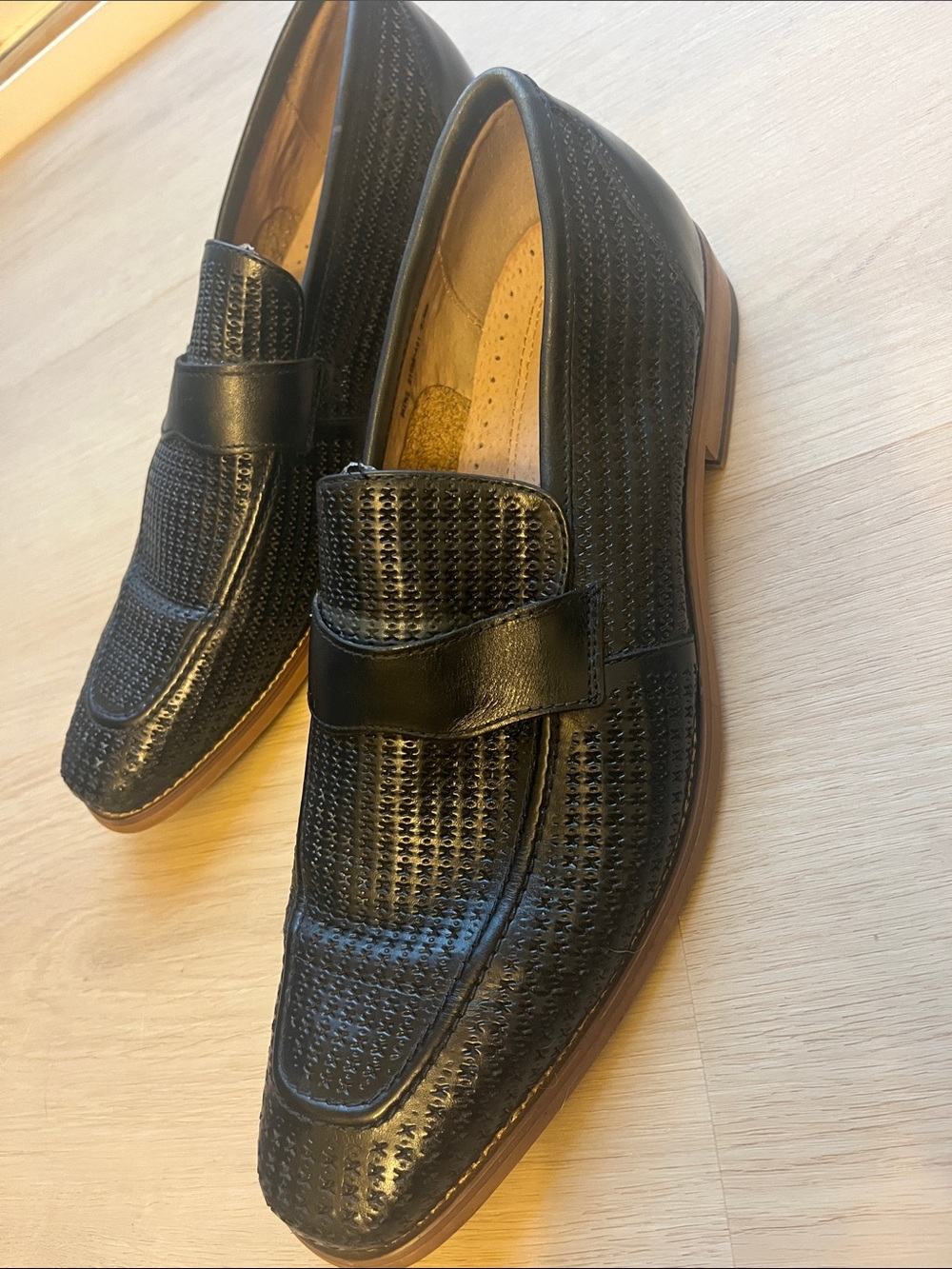 Stacy Adams Black Embossed Leather Loafers Vintage Dad Shoe Y2K 9.5 - Picture 6 of 8